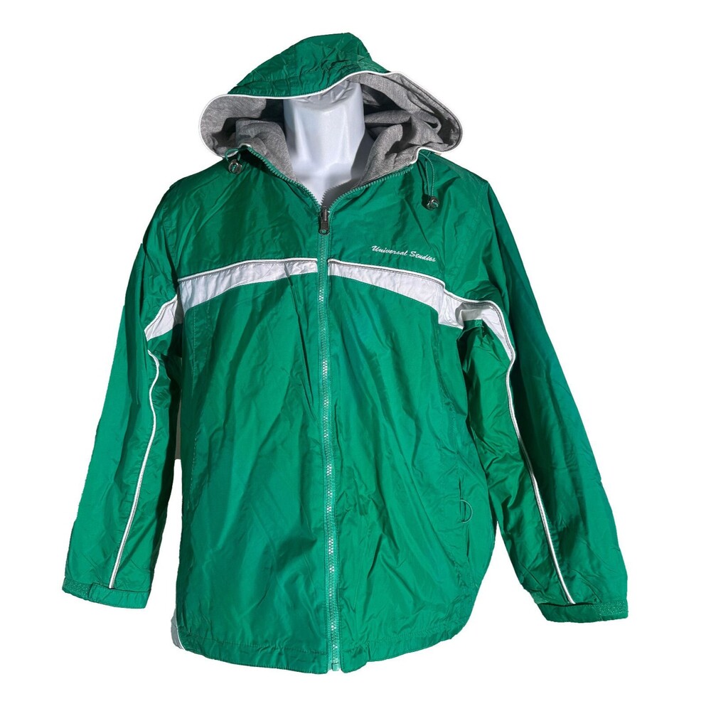 UNIVERSAL‎ STUDIOS Long Sleeve Full Zip Fleece Jacket Green White Medium